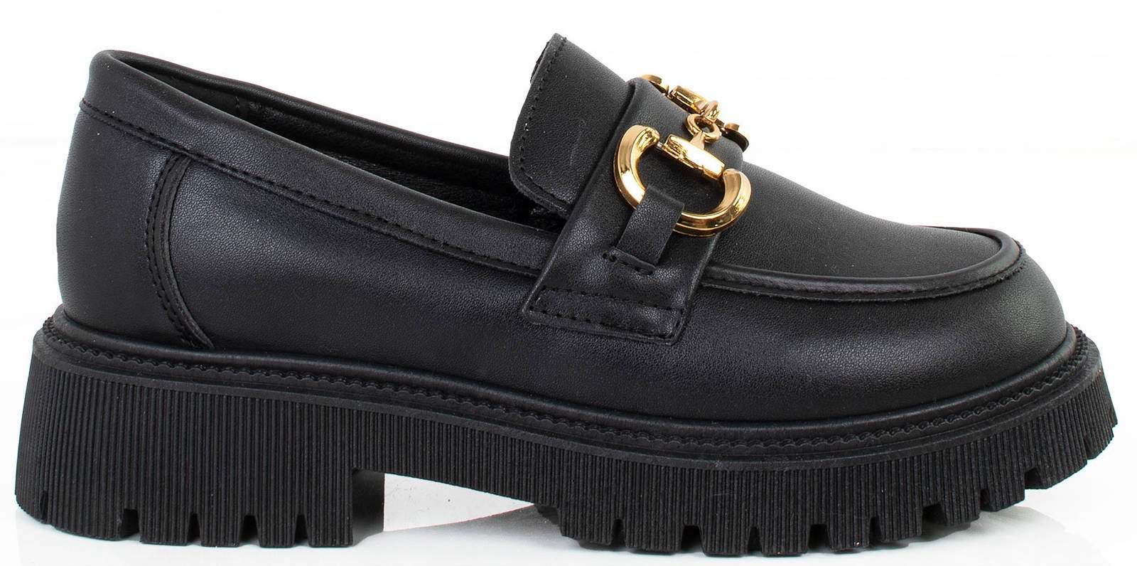 7218 Czarne Mokasyny Matowe Z Łańcuchem 37