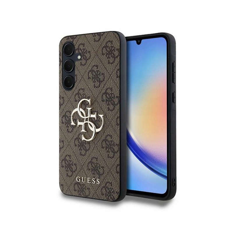 Guess 4G Big Metal Logo Pouzdro pro Samsung Galaxy A35 5G (hnědé)
