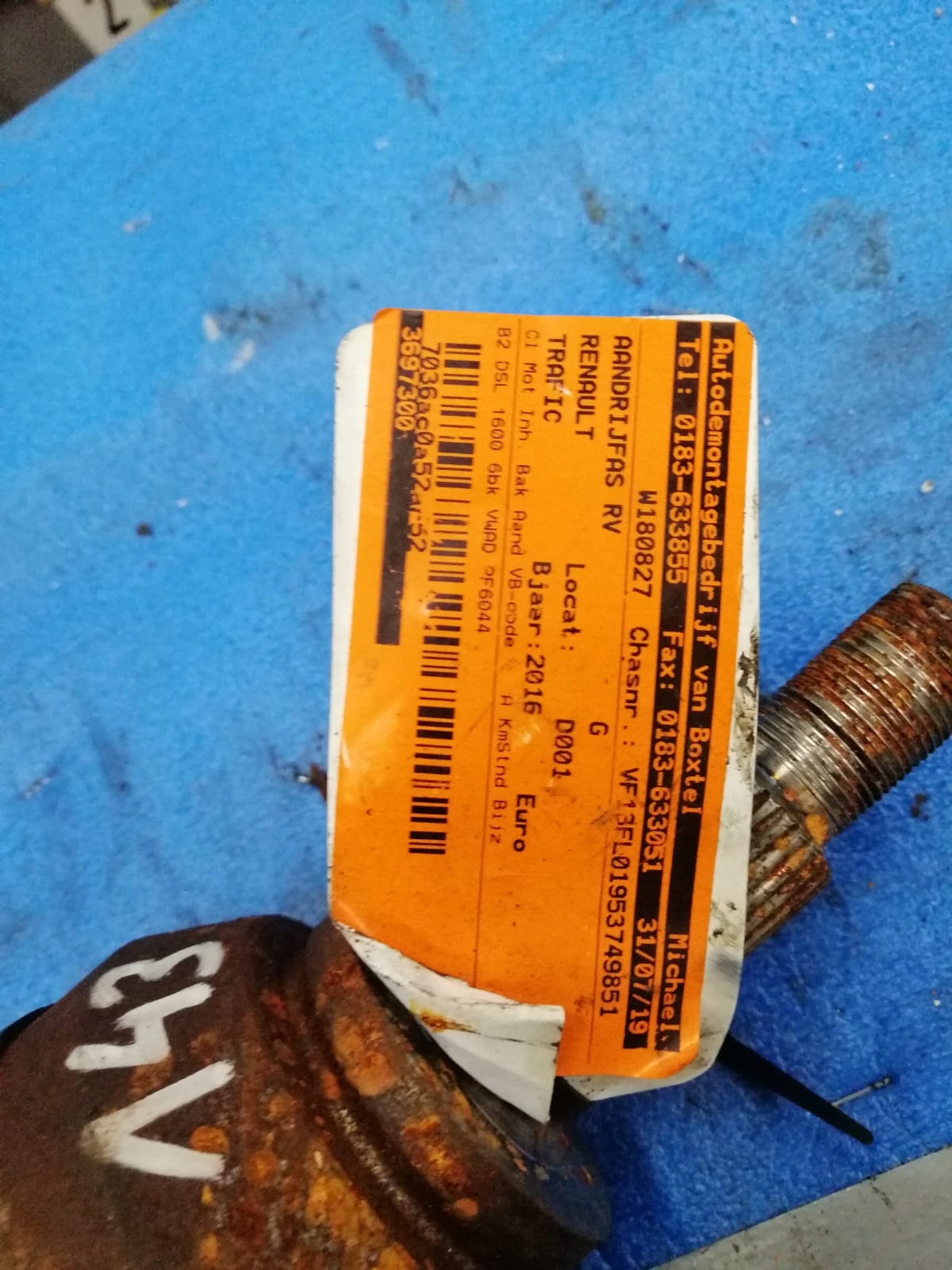 semi-axis right TRAFIC III 1.6DCI 2014- 391005010R