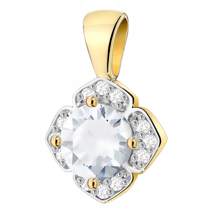 Zlatý Přívěsek Přívěsek pr. 585 Květina Brilianty 0,06 ct a Safír 0,60 ct