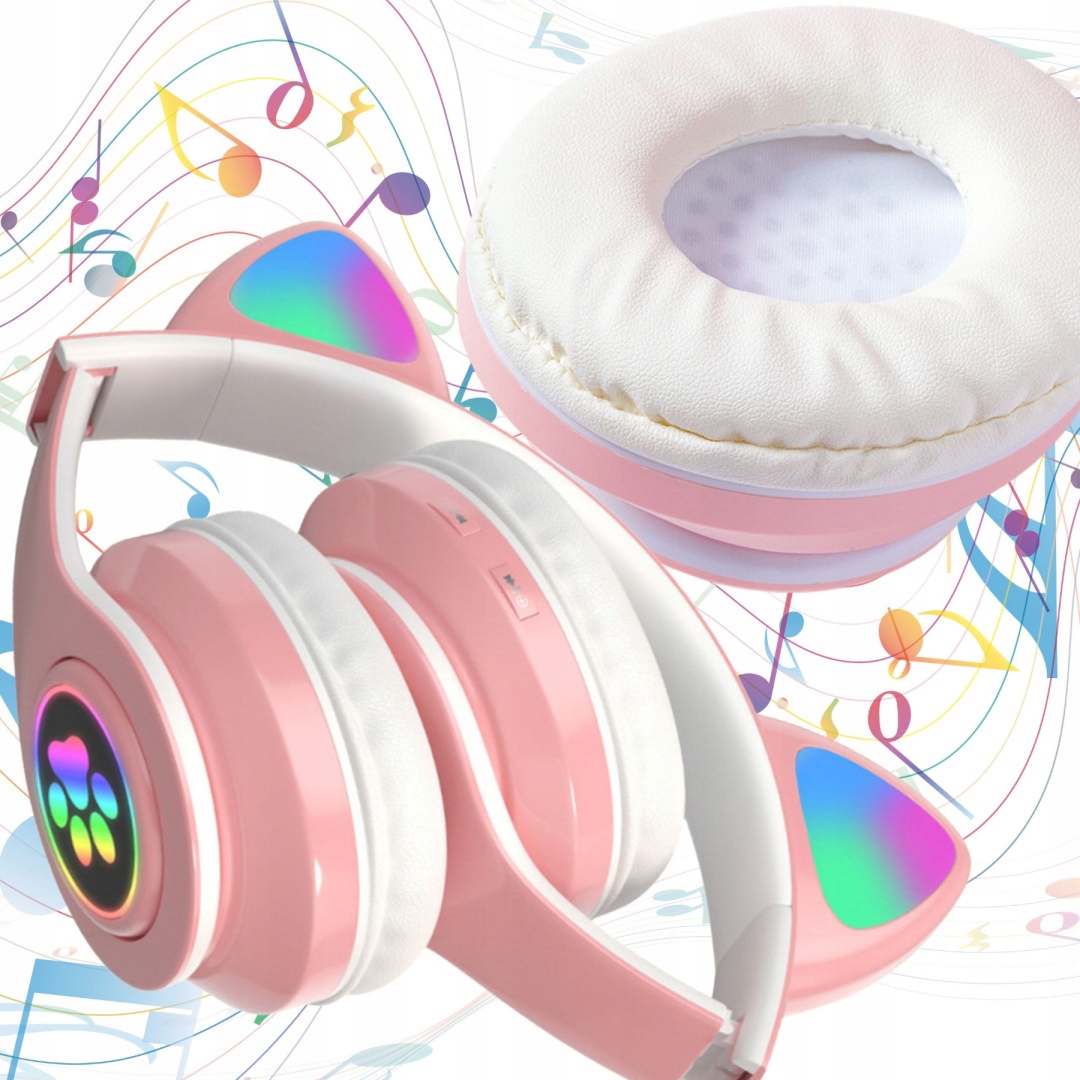 Słuchawki dla Dzieci Bluetooth BEZPRZEWODOW Kocie Uszy Kolor Różowy ŚWIECĄ Marka Asato