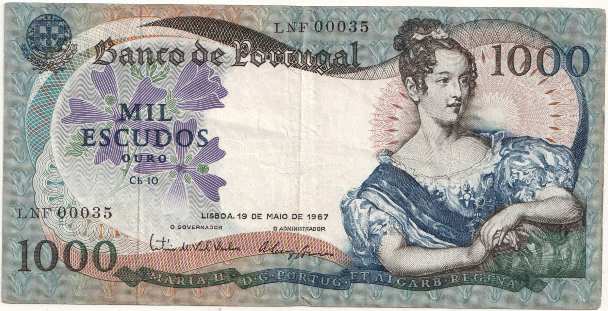 3.dbr.Portugalia, 1 000 Escudos 1967, St.3+