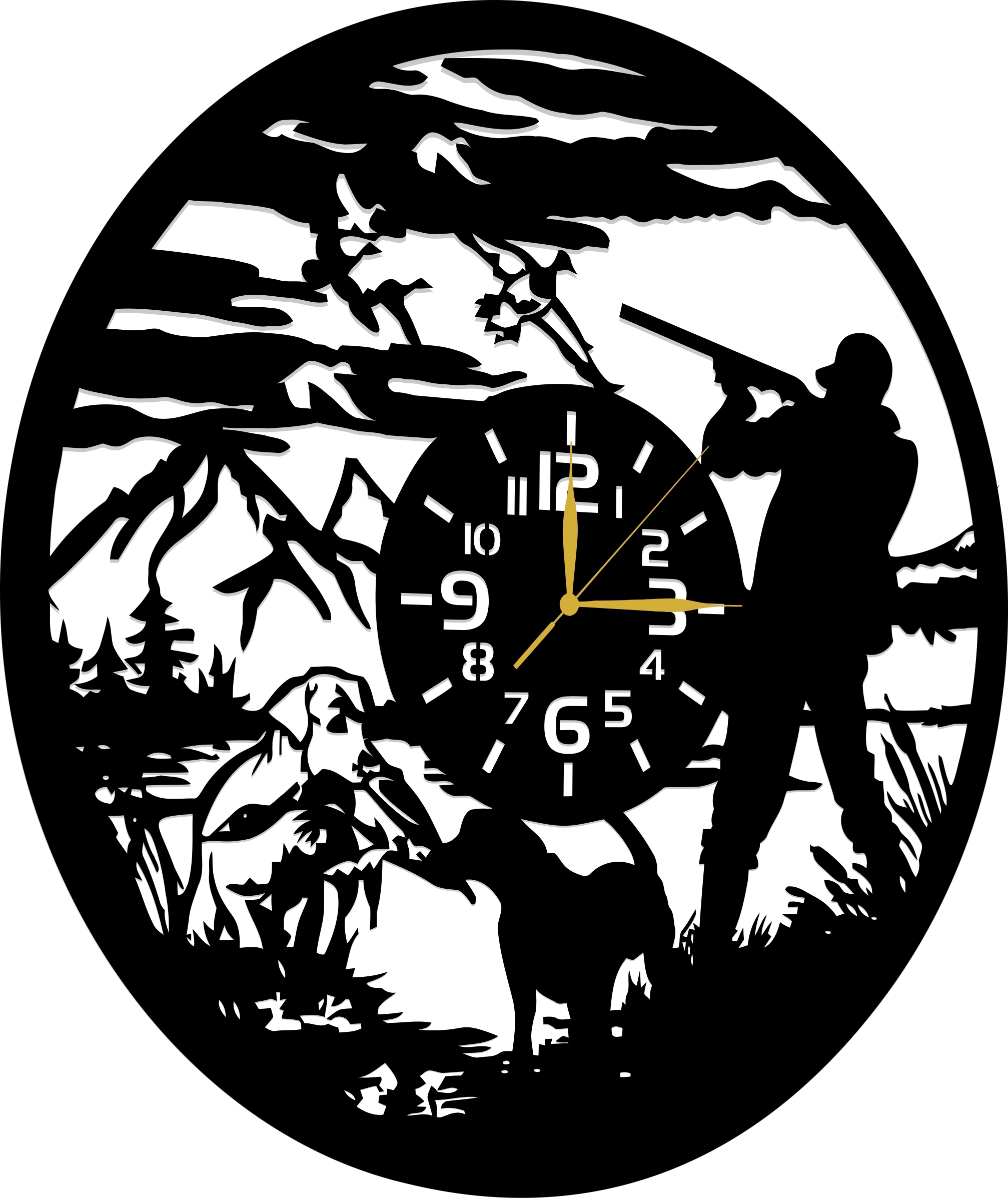 Hodiny Pro Lovce Lesnický Lovecký Motiv Dárek 60 CM 3D