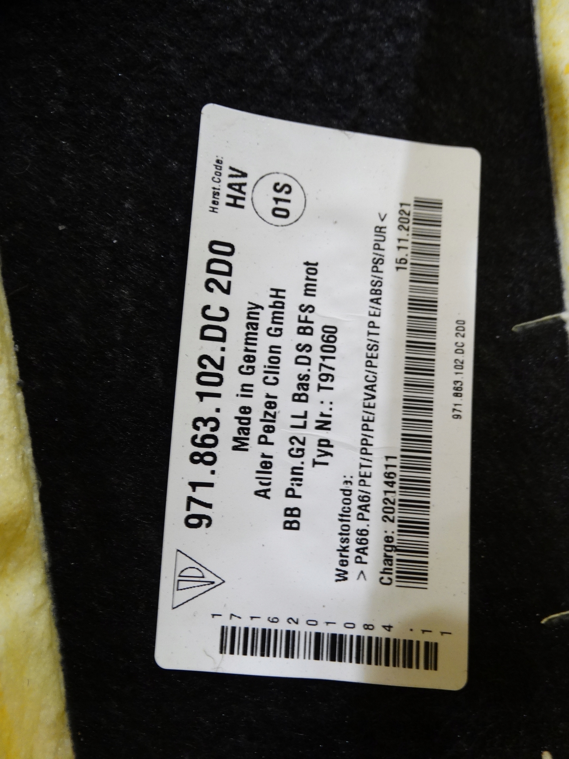 carpet front right mats right PORSCHE PANAMERA 971 1