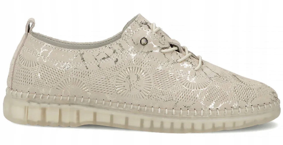 Półbuty Filippo 7810 Beżowe Skórzane Komfortowe R. 39