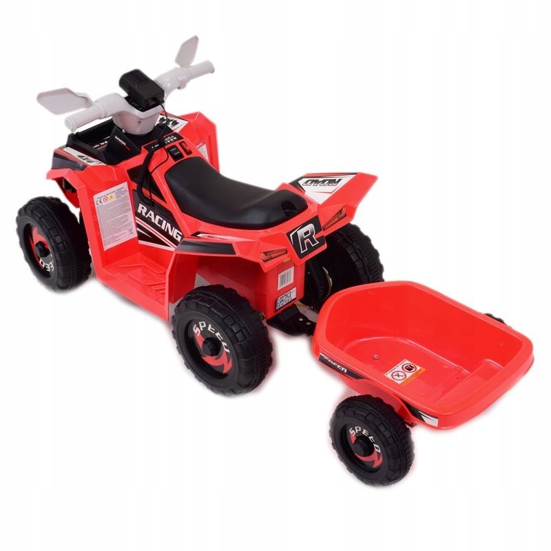 QUAD NA AKUMULATOR ATV ROAD Z PRZYCZEPĄ I MEGAFONEM XMX630T Długość pojazdu 106 cm