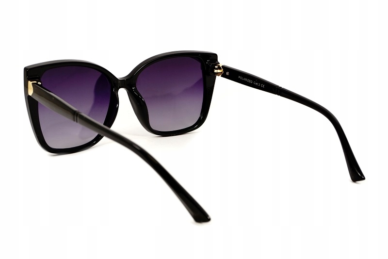 MARKOWE OKULARY PRZECIWSŁONECZNE DAMSKIE POLARYZACYJNE Z FILTREM UV400 ETUI Kolor czarny