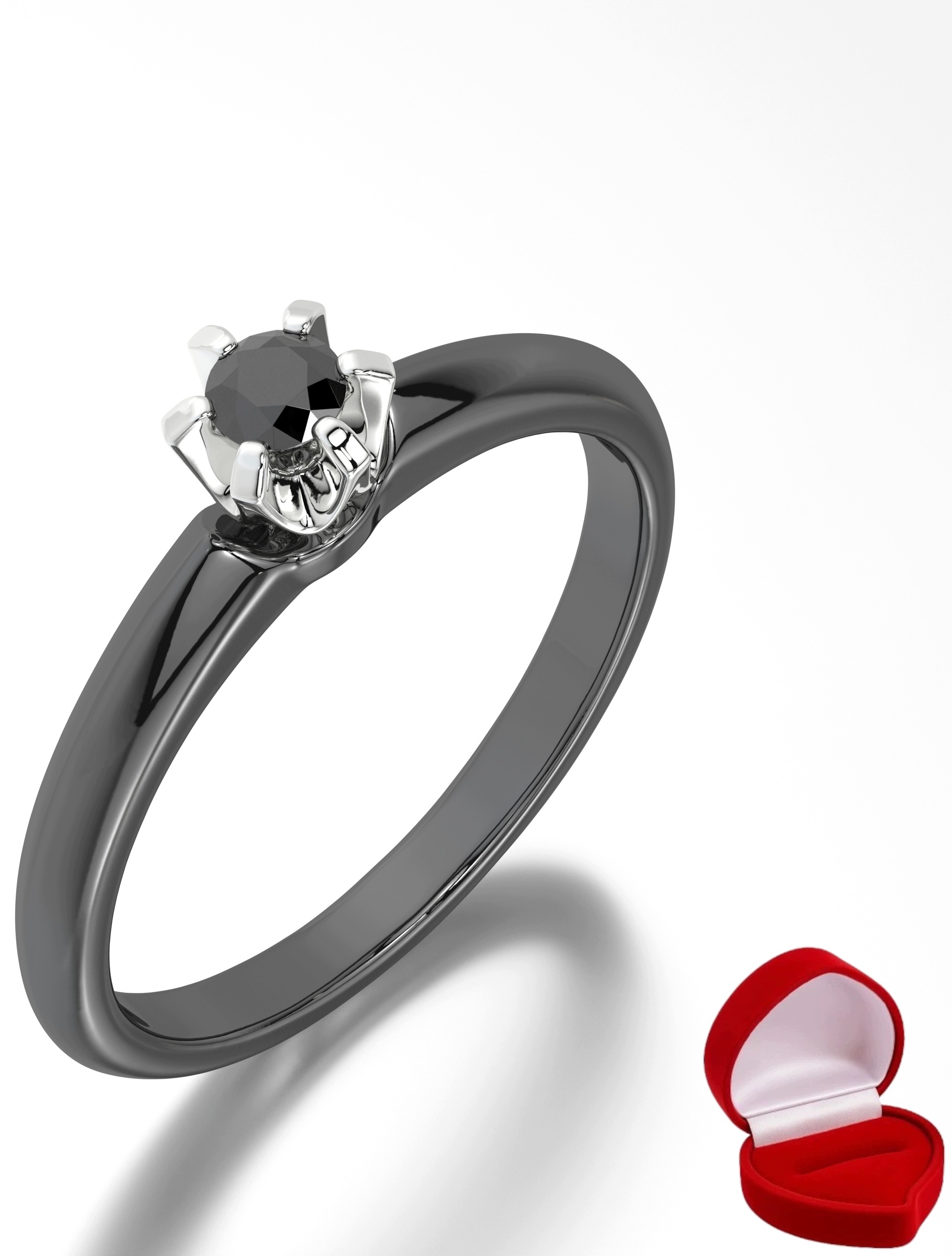 Zlatý Prstýnek 585 14k Brylant Č. 0,09 ct Černé Zlato R8