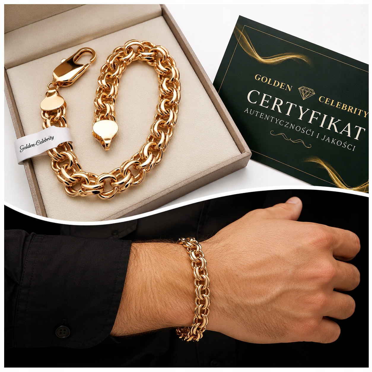 Zlatý Náramek Garibaldi Pánský Ocel, Ušlechtilý, 10 MM, 18K