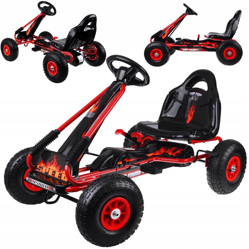 Duży gokart na pedały regulowane siedzisko pompowane koła SP0839