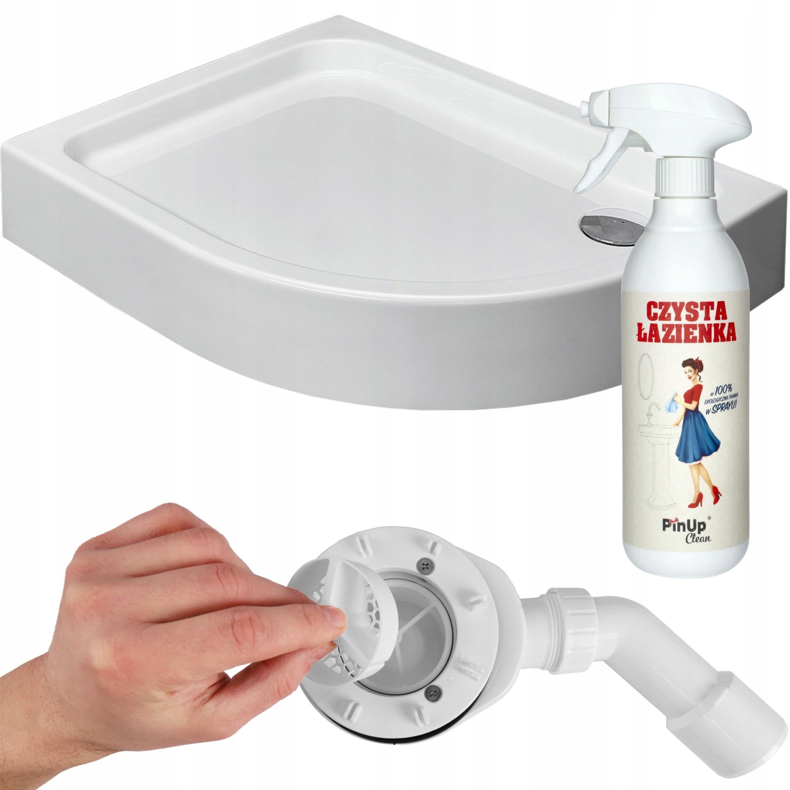 Brodzik 100x80 akrylowy prysznicowy antybakteryjny wysoki syfon Standard L