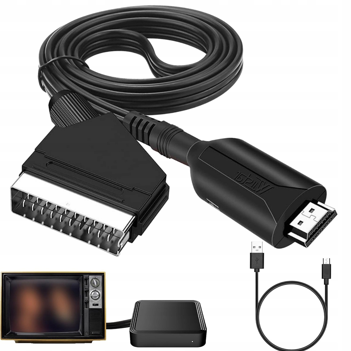 KABEL ADAPTER KONWERTER Z HDMI DO SCART 1080P PRZEJŚCIÓWKA TELEWIZOR