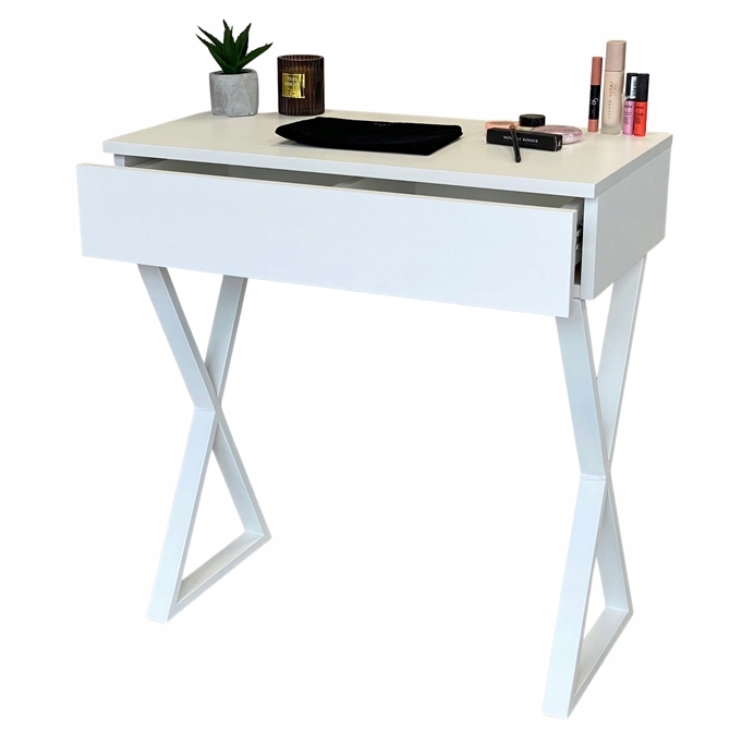 Toaletka Biela Matná Zásuvka Biele Nožičky 75 CM