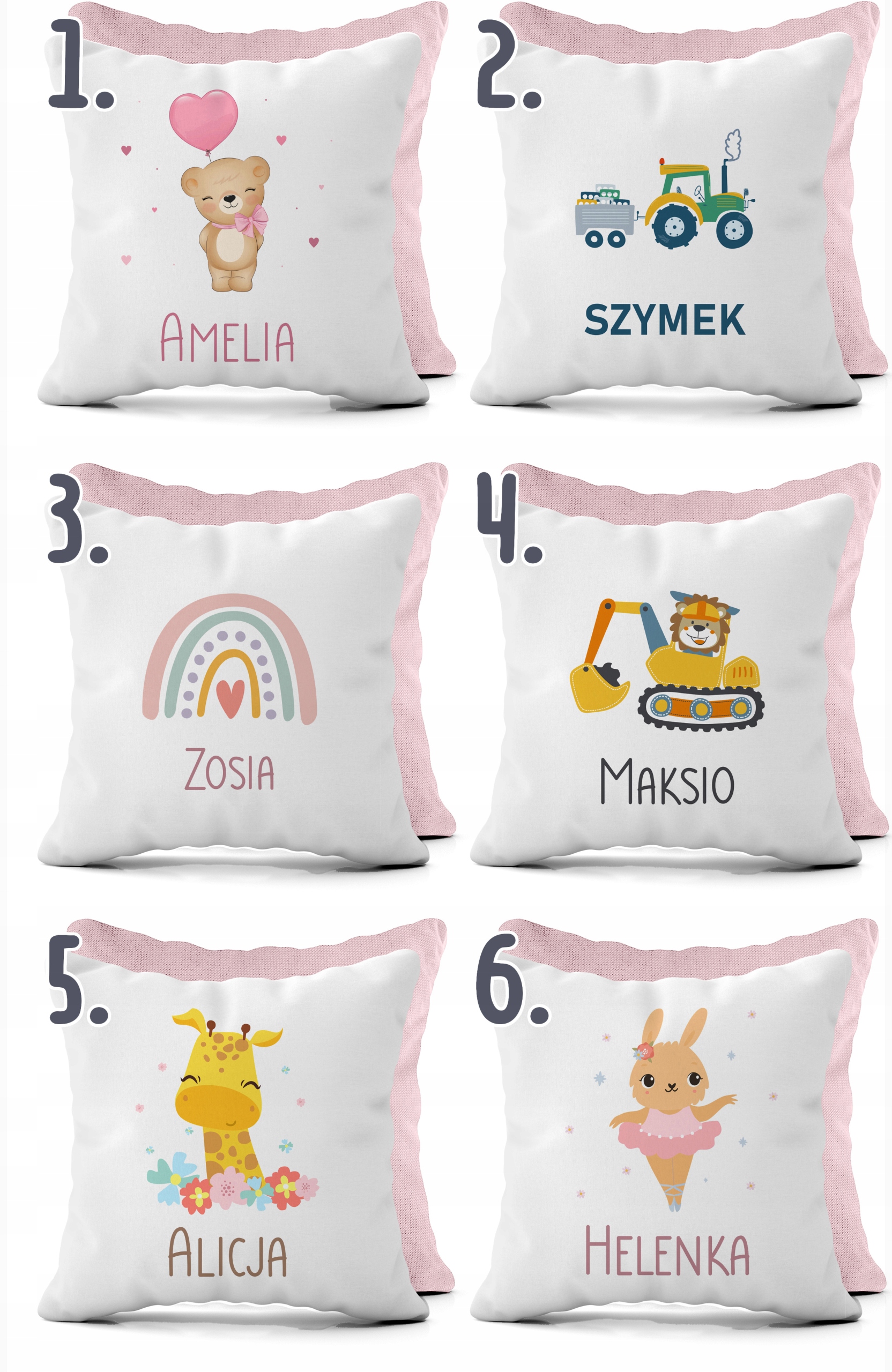 PODUSZKA DLA DZIECI POSZEWKA DO PRZEDSZKOLA ŻŁOBKA JASIEK 40x40 Z IMIENIEM Stan opakowania oryginalne