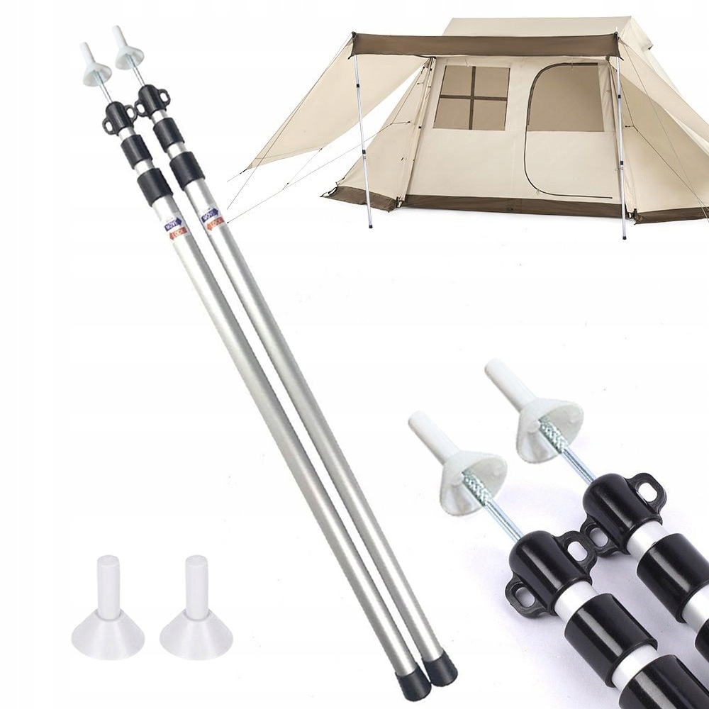 2X Podpora Maszt Do Tarpa Namiotu Aluminiowy Teleskopowy Outdoor