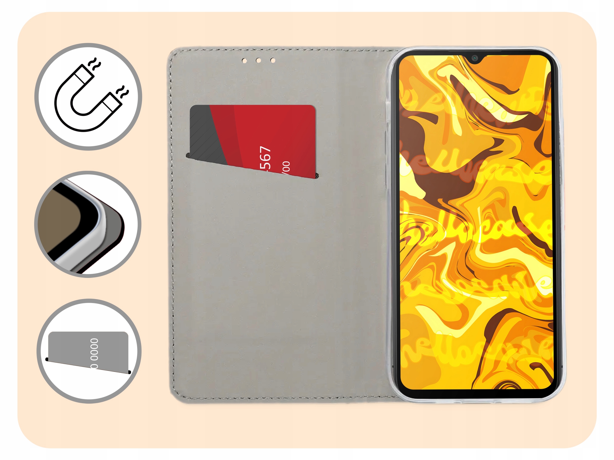 ETUI Z KLAPKĄ DO XIAOMI REDMI 9A / 9i ZAMYKANE MAGNETYCZNE KABURA FUTERAŁ Kolor czarny