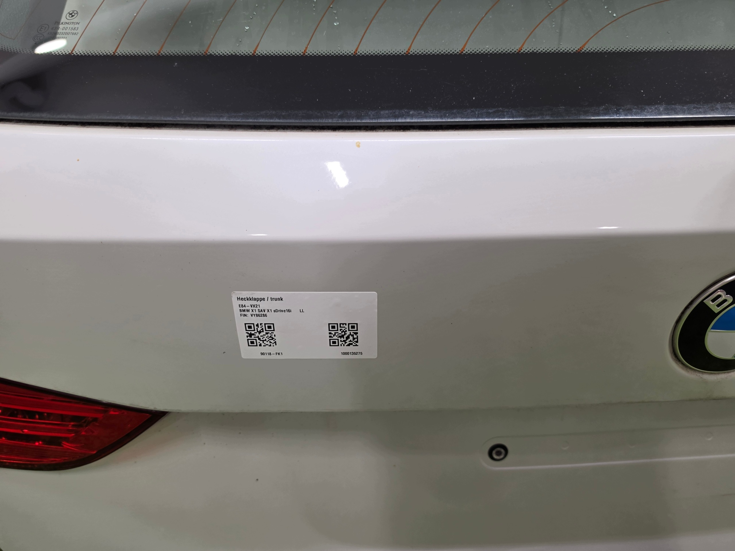 BMW X1 E84 boot door boot lights EU colour A96