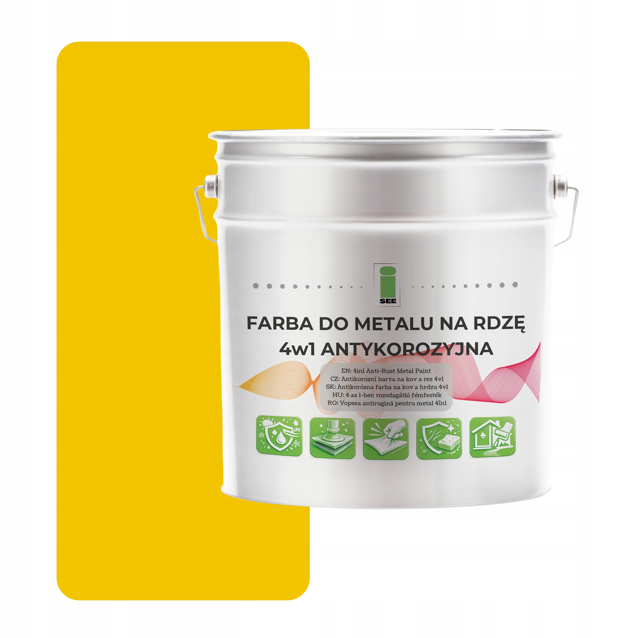 Barva na kov proti korozi 4v1 žlutá RAL1003 I See pozink ocel 2,5L lesk
