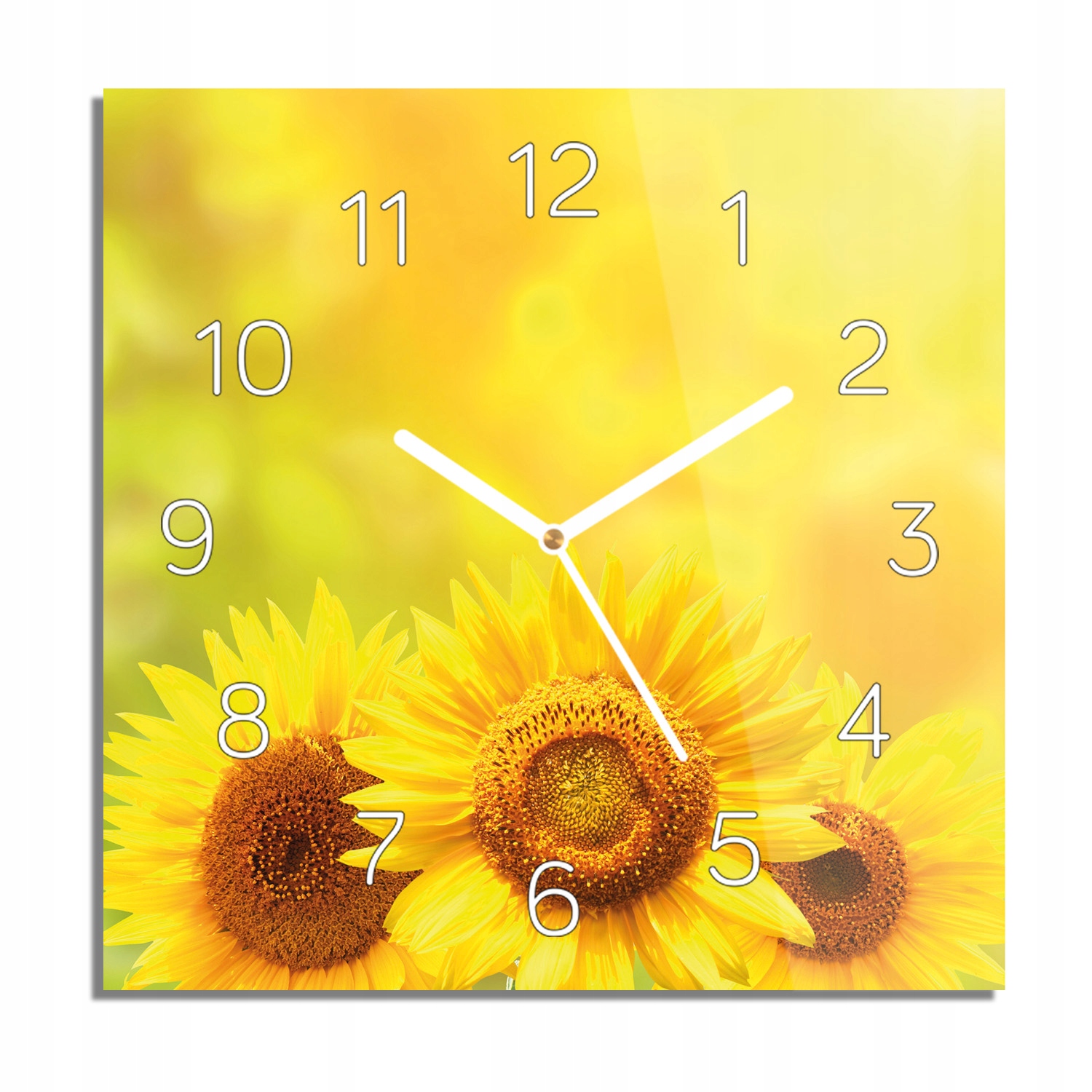 

Słoneczniki bukiet zegar na szkle do salonu 30x30