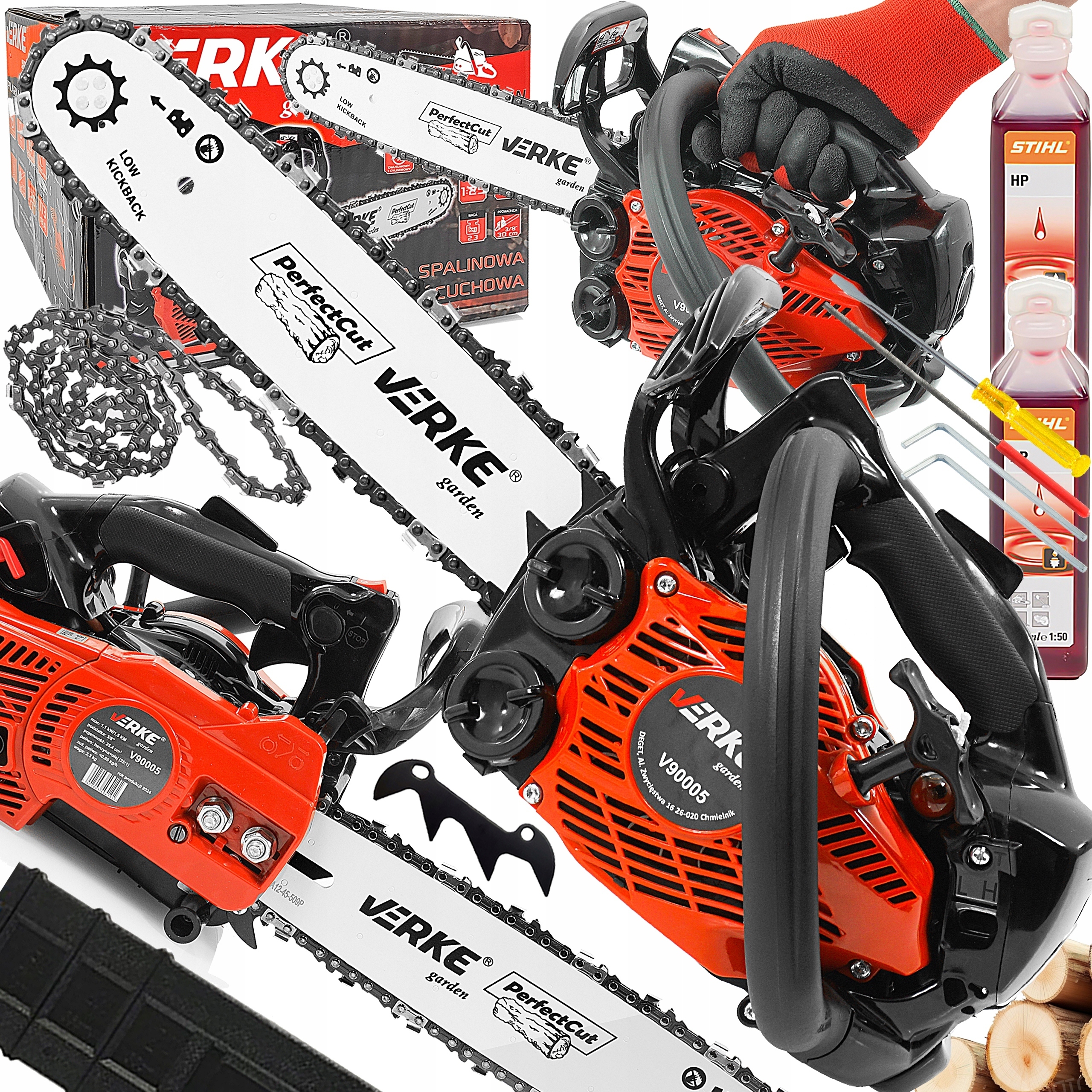 Piła Spalinowa Gałęziówka Do Gałęzi Pilarka Łańcuchowa Mocna Duży Zestaw