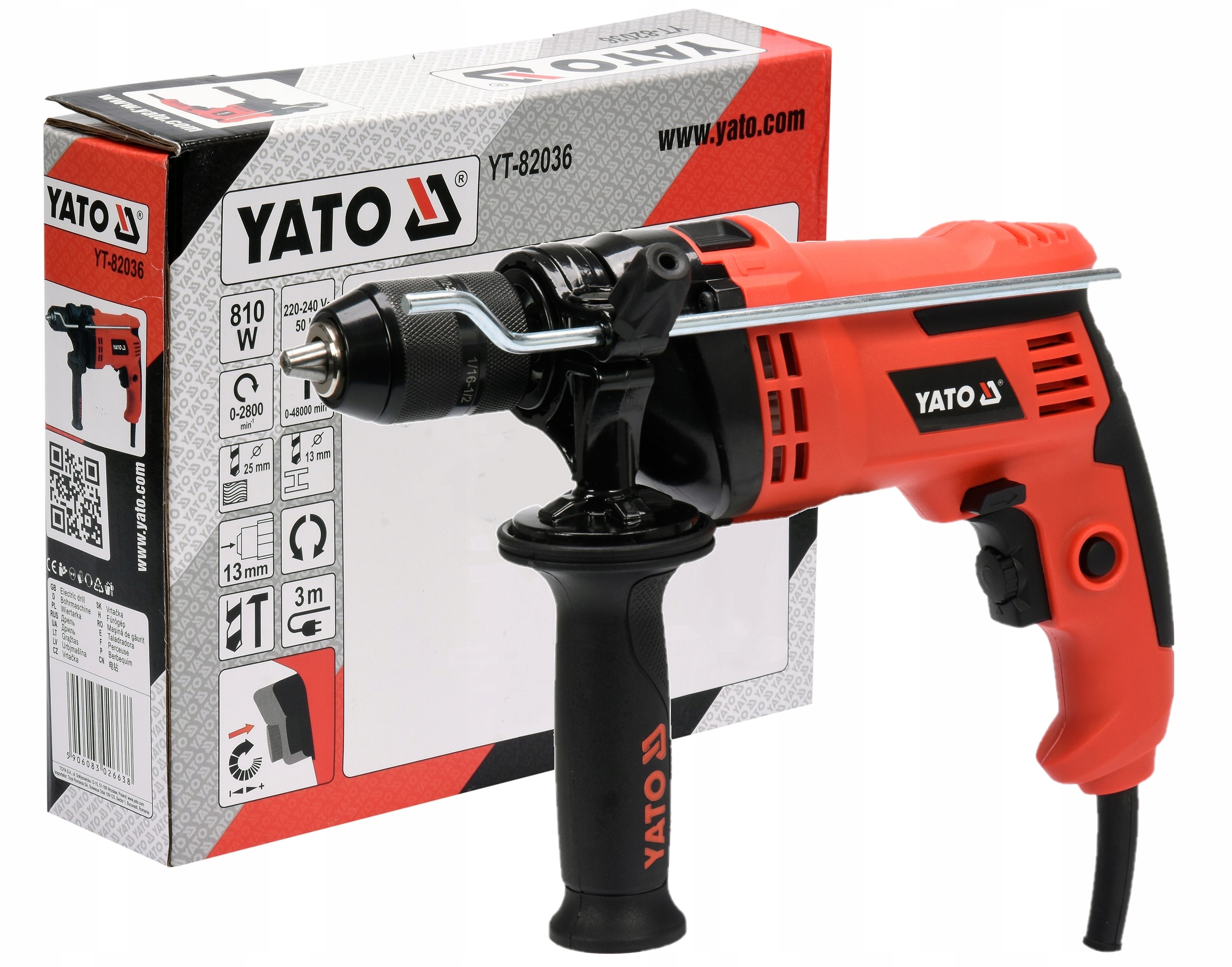 Příklepová Vrtačka 810 W S Podpěrným Ložiskem V Převodovce Yato YT-82036