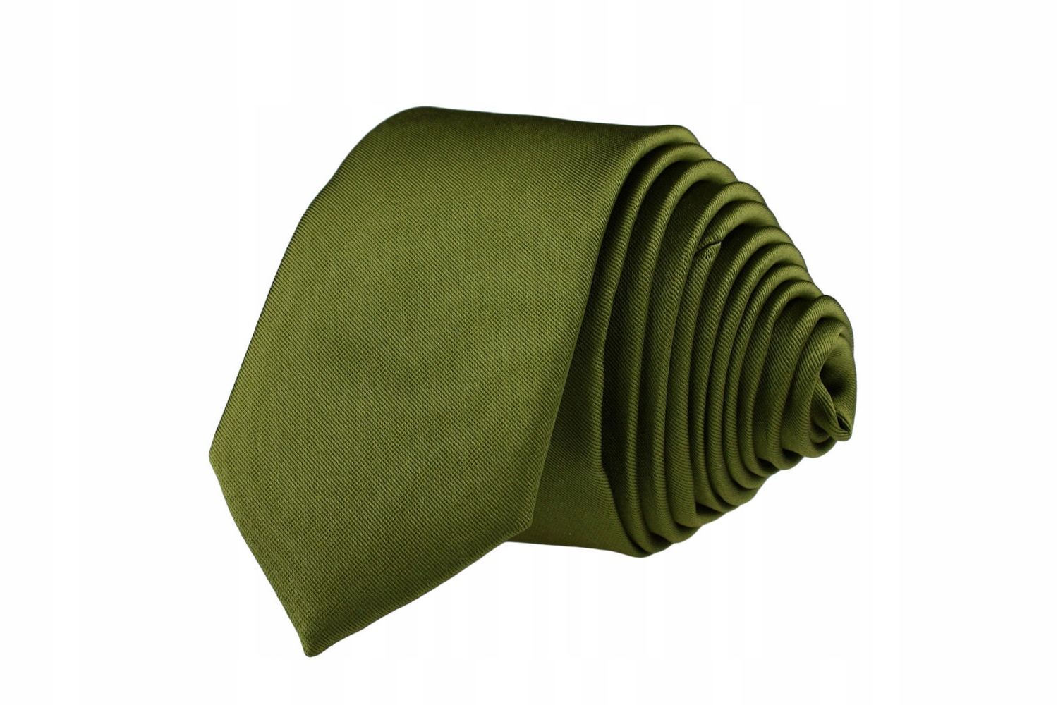 KRAWAT MĘSKI WĄSKI GŁADKI ŚLEDŹ ZIELONY OLIWKOWY Marka Tissino