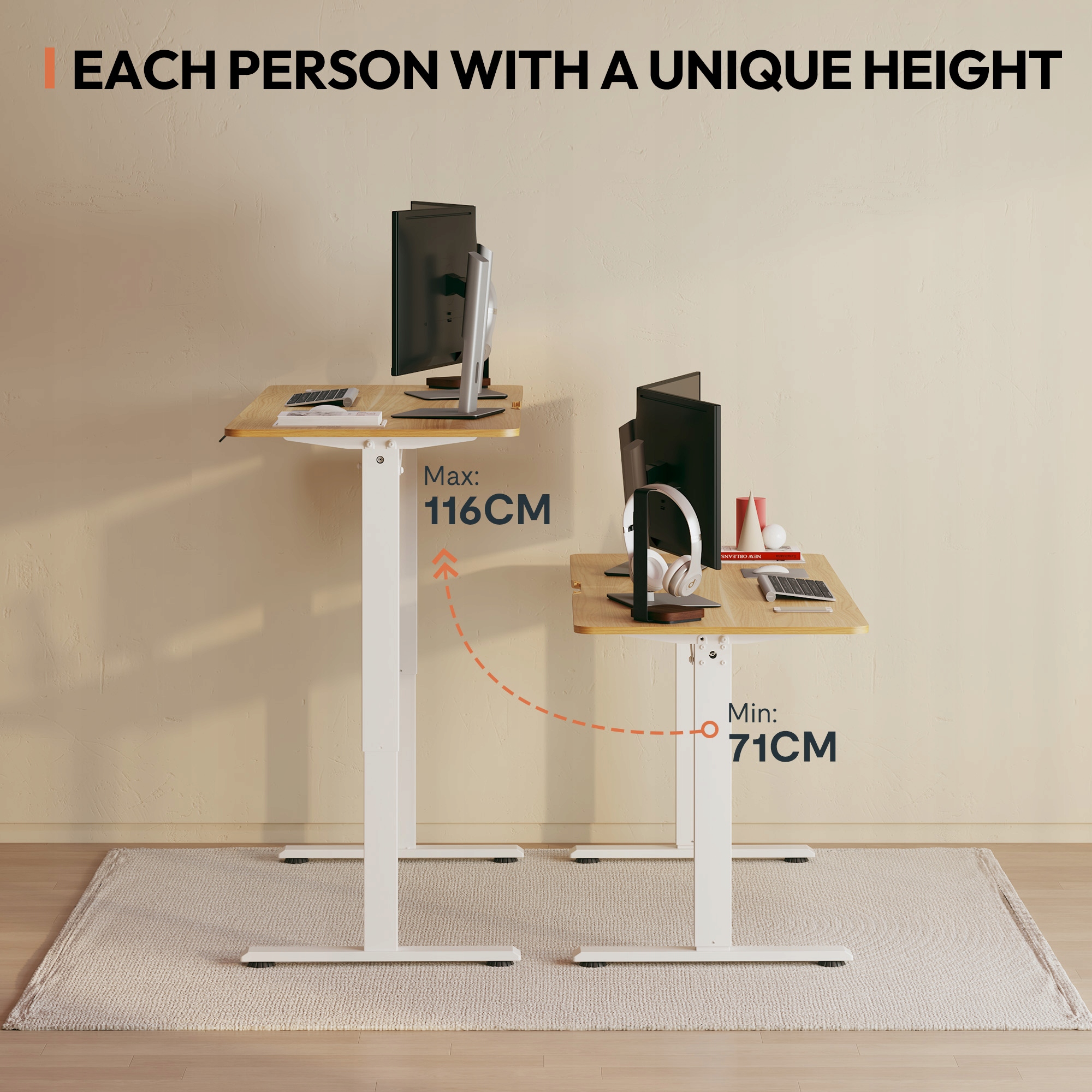 FLEXISPOT Lite 140*60cm Biurko elektryczne z regulacją wysokości, klonowe Kod producenta QS1M-1460-Lite