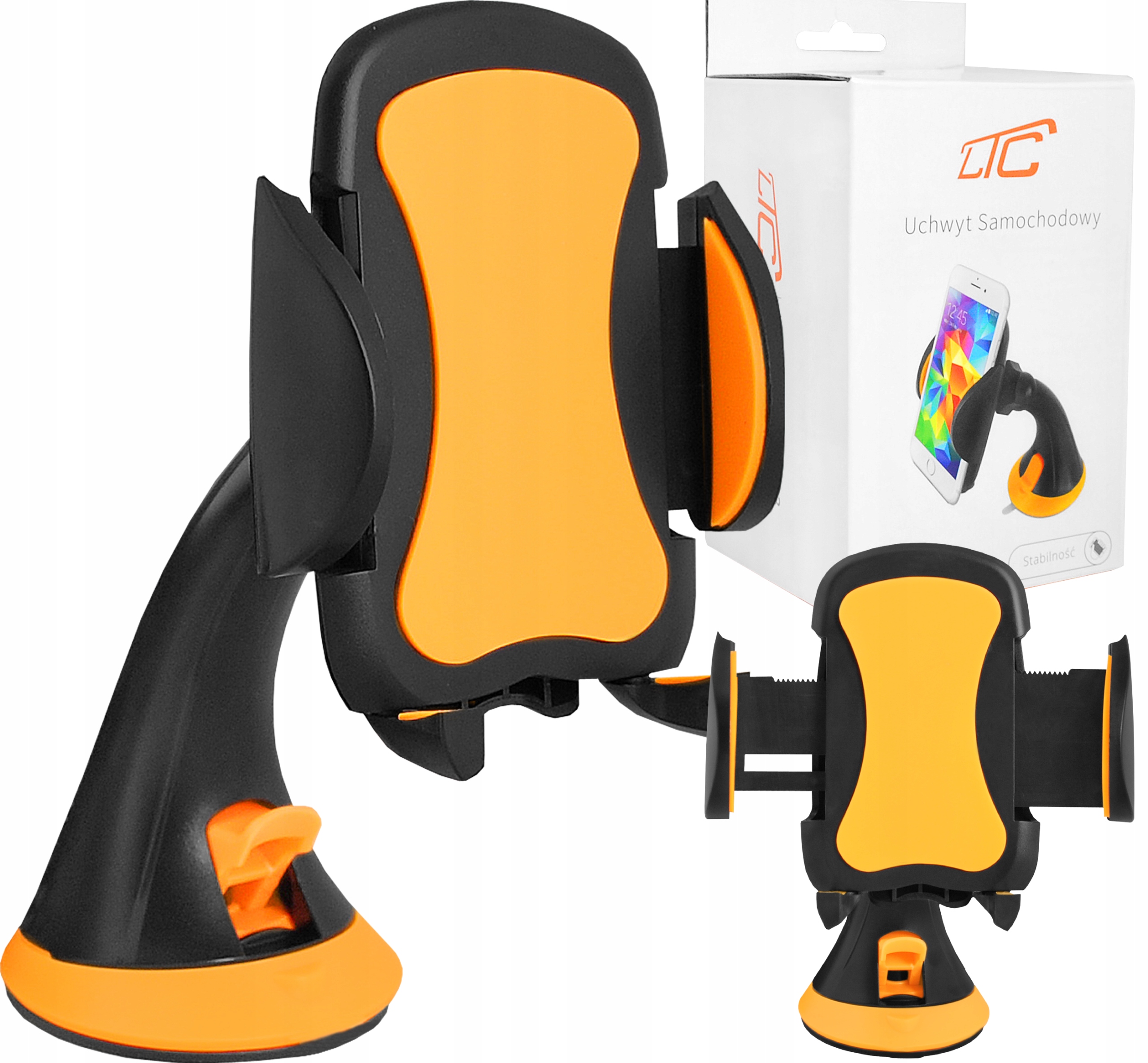UCHWYT SAMOCHODOWY NA TELEFON NA SZYBĘ KOKPIT OBROTOWY REGULACJA PRZYSSAWKA