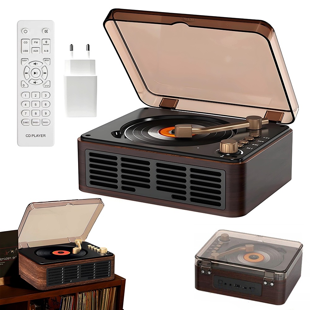 CD Přehrávač S Bezdrátovými Reproduktory Bluetooth 5.0 Fm Rádio Aux
