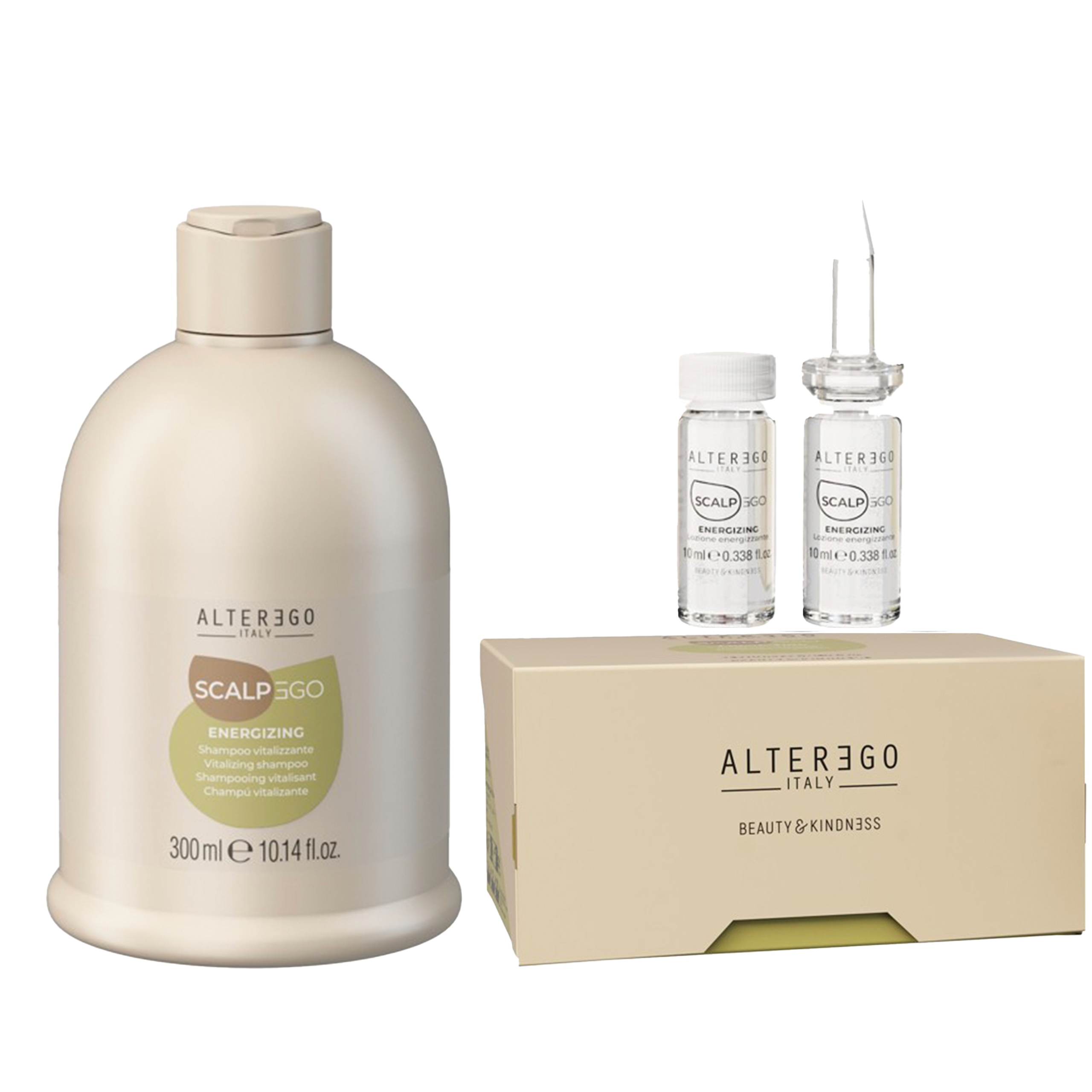 Alter Scalpego Energizing Šampon 300 ml Ampule 12 x 10 ml