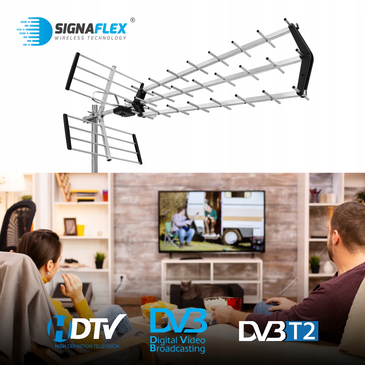 ANTENA DVB-T2 KIERUNKOWA MOCNA PASYWNA ZEWNĘTRZNA 4k MUX UHF HD 470-862 MHz Rodzaj zewnętrzna