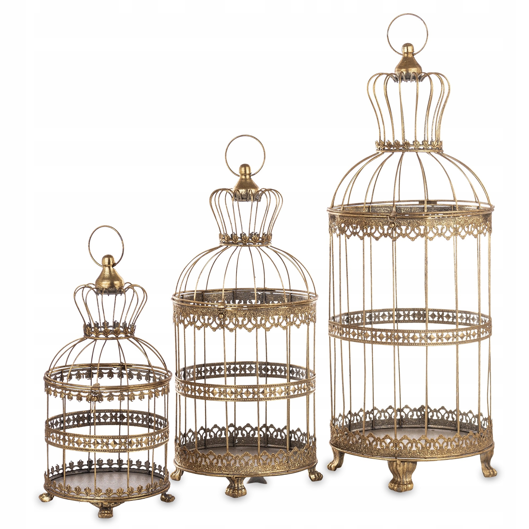 Dekoratívna Klietka, Komplet, Retro, Ako Darček, 3 Kusy, Zlatá