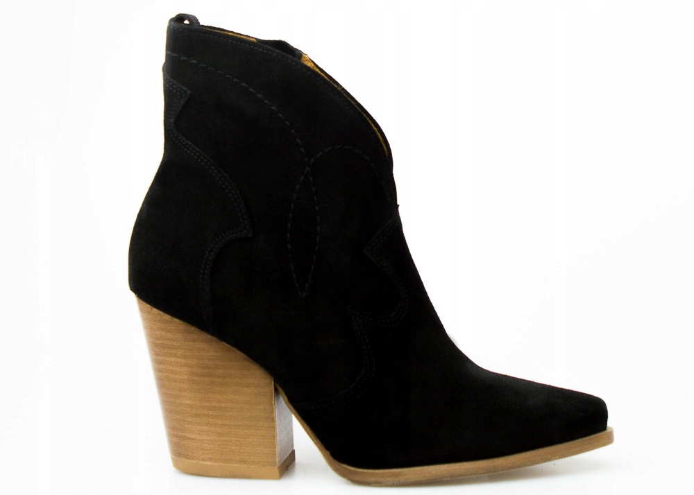 

Czarne Kowbojki Damskie Zamsz Szpic Sempre 37