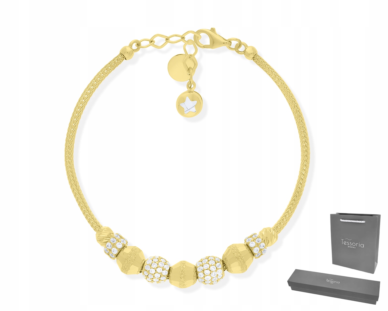 Zlatý náramek 585 Originální módní dámský vzor Okázalé Zirkony