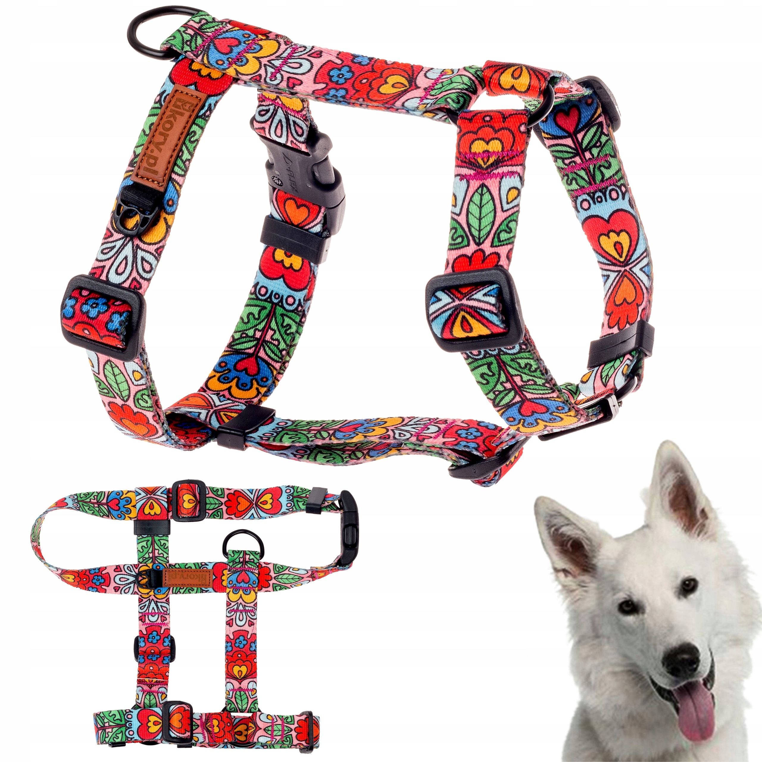 Levně Barevné postroje Guard pro malého psa španěla S/m 20 mm Ukory vzor srdce