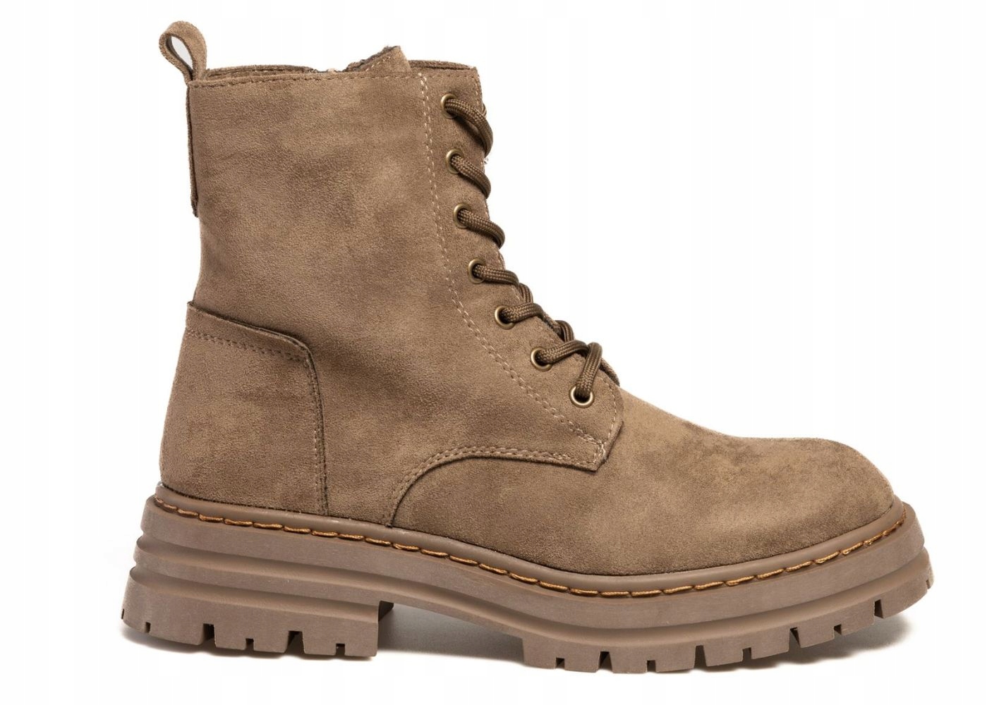 Khaki Dámské Trapery Na Platformě Se Zavazováním Sergio Leone, Semišové, 36