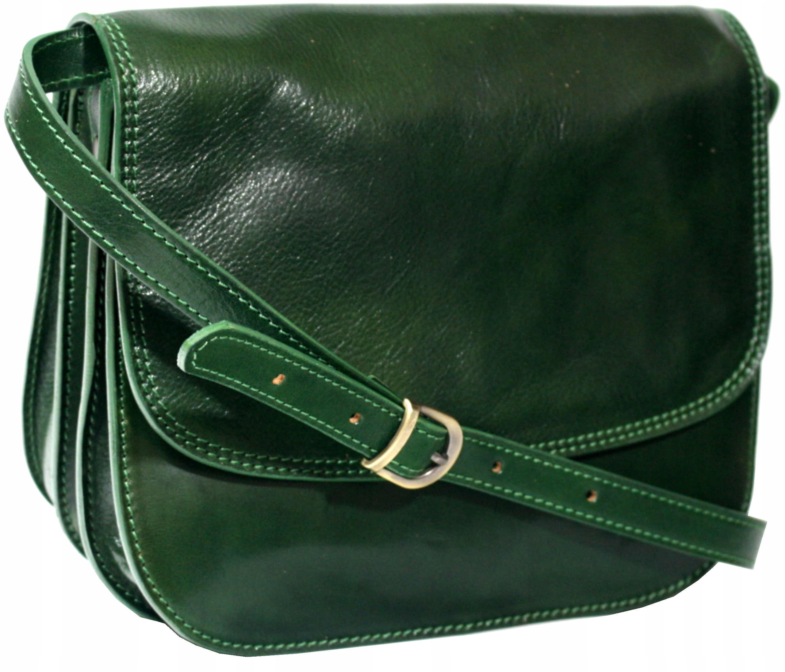 Dámská kožená kabelka malá italská kabelka přes rameno zelená vintage