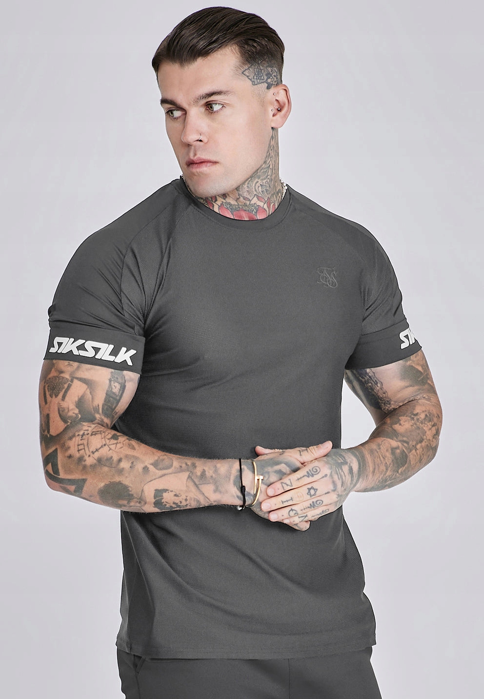 Siksilk Pánské tričko šedé SS-27851 Tech tričko velikost S