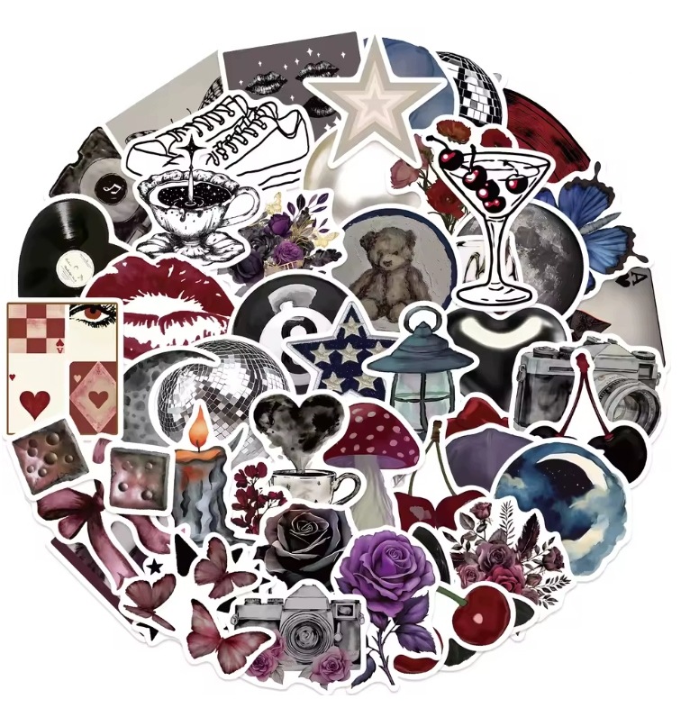 Naklejki winylowe Wlepy Ciemne Dark Aesthetic 50 szt Stickerbomb