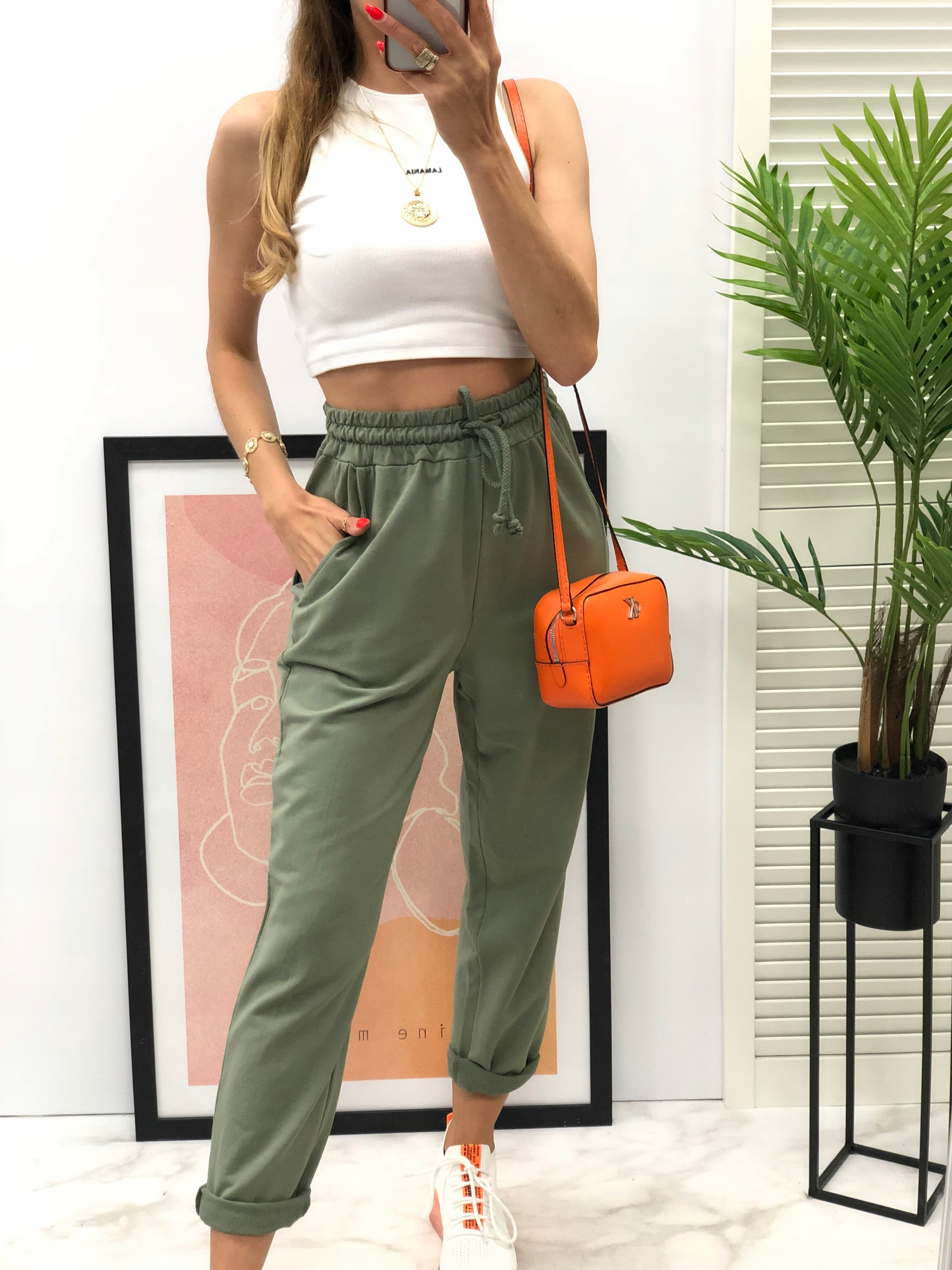 WIYA ITALY SPODNIE DRESOWE khaki MILITARE new model 2024 Stan (wysokość w pasie) wysoki