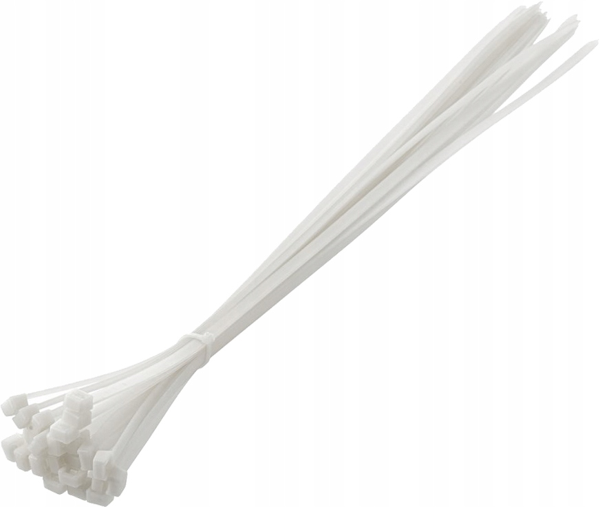 Opaski zaciskowe 9x600 mm, nylonowe, 25 sztuk, białe, Hoegert Technik
