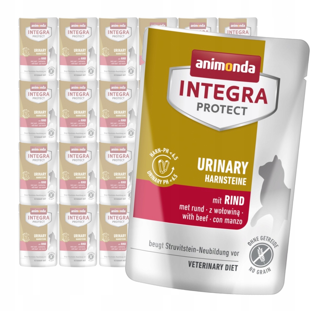 Levně Animonda Integra Urinary 24x85g Pro Kočky pro kočky proti ledvinovým kamenům Hovězí Krmivo