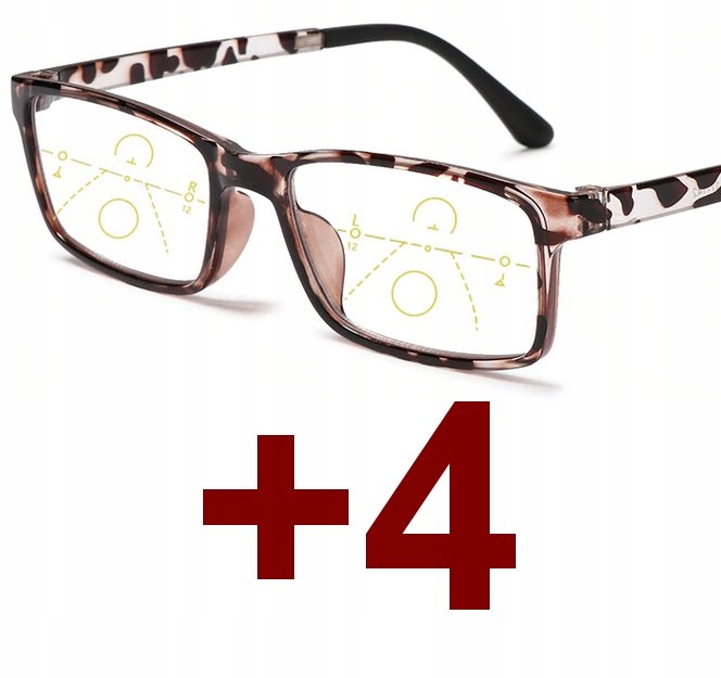 Okulary progresywne wieloogniskowe dal 0 bliż +4