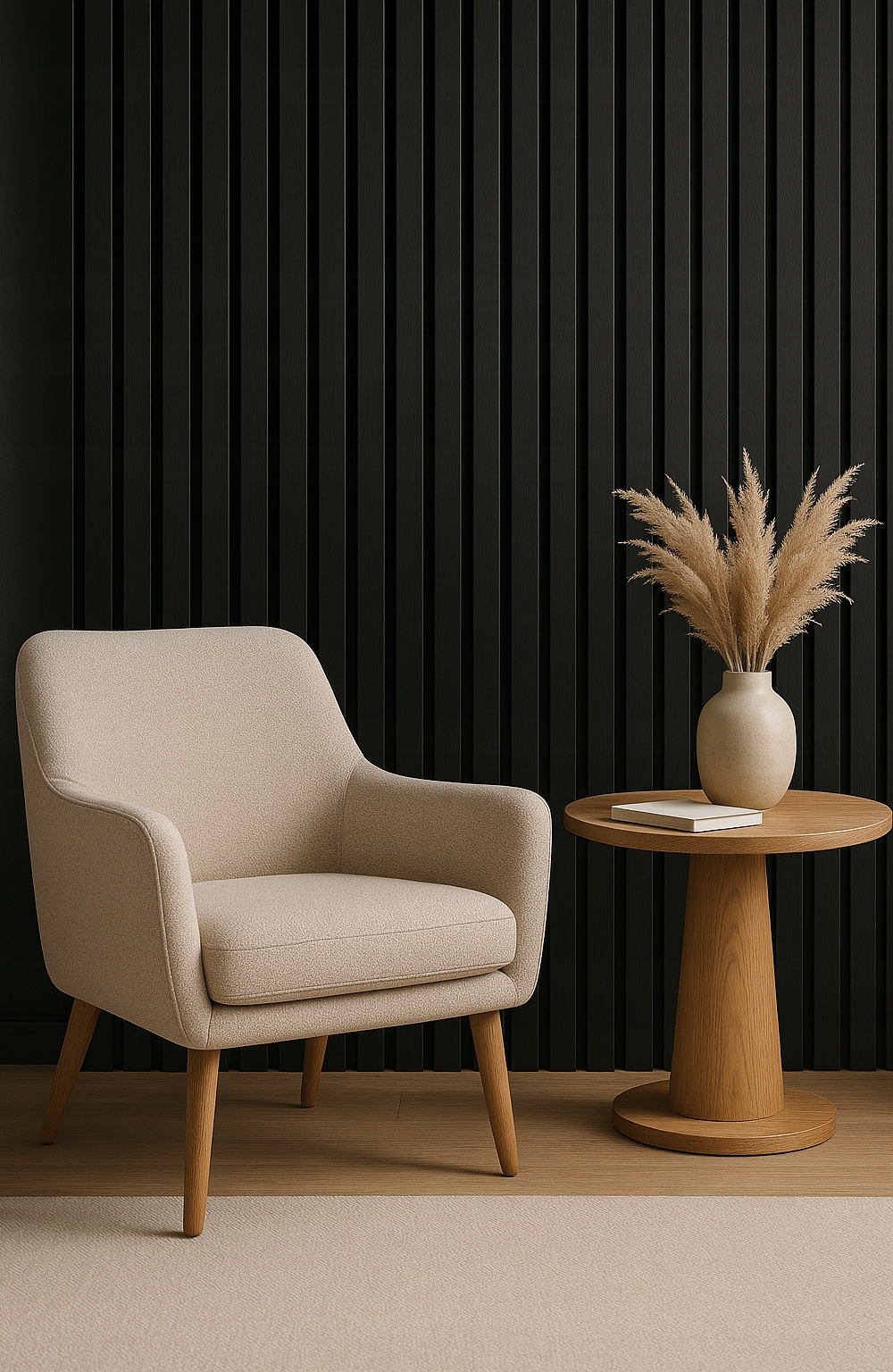 Lamel 3D lamele ścienne panele akustyczne 46x255cm na filcu Czarny