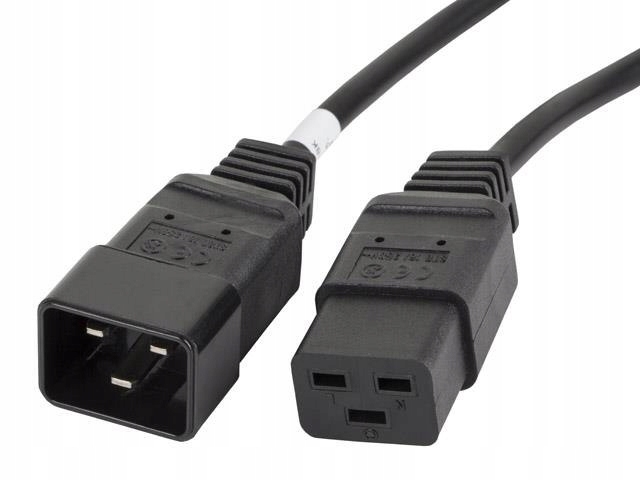 Przedłużacz kabla zasilającego Lanberg Iec 320 C19 -> C20 1,8m Vde czarn