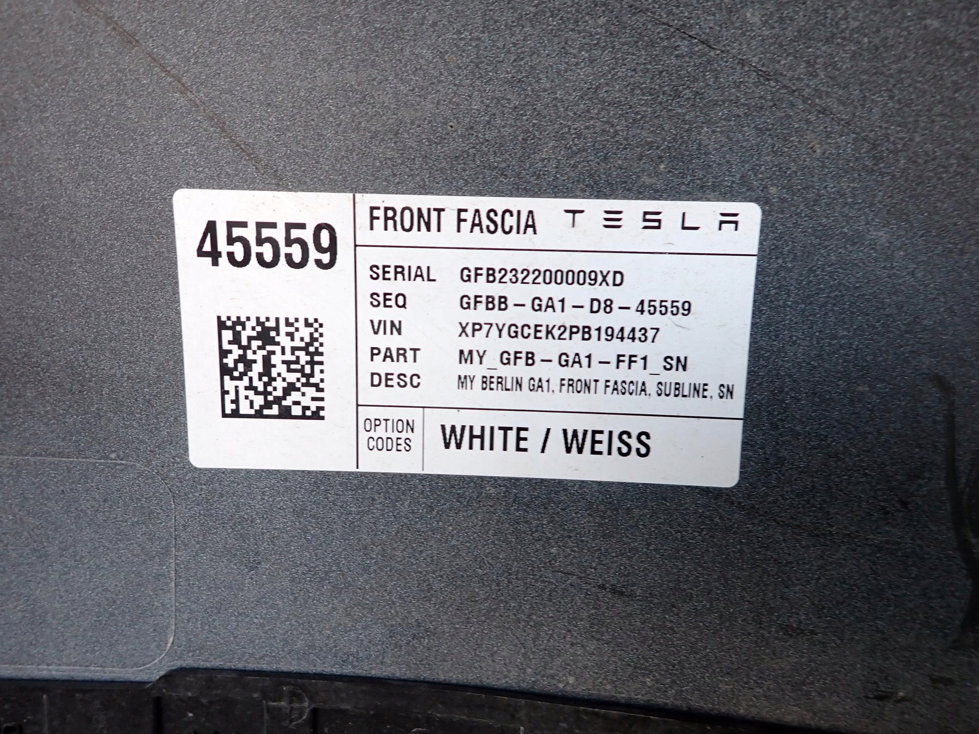 TESLA MODEL Y 20-> bumper front front