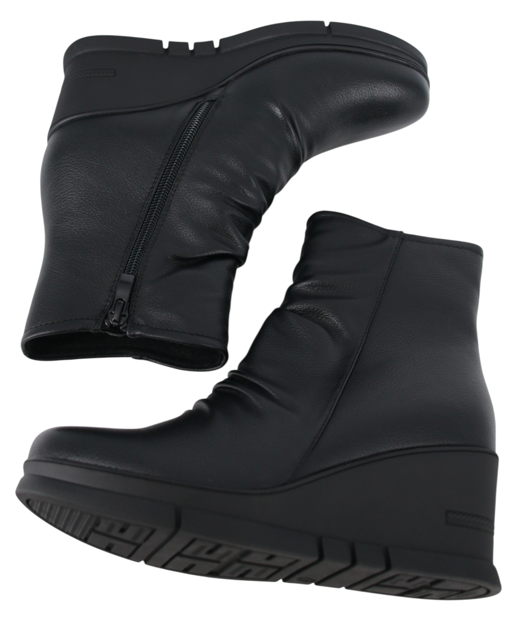 Dámské Kotníkové Boty Na Klínku 7 CM Zateplené Boty Eko Kůže Černé Pohodlné 41