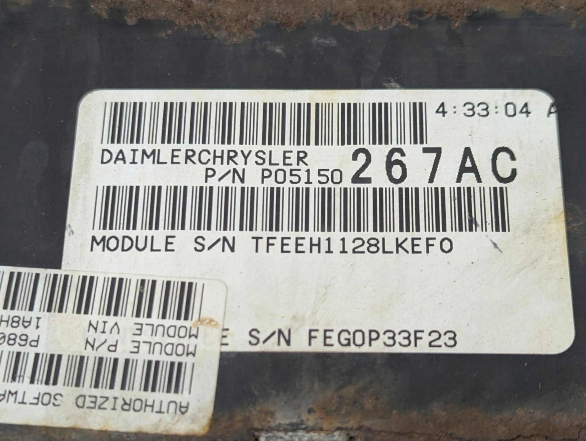 control unit of the engine Chrysler Grand Voyager 5 RT 2008 P68027324AE