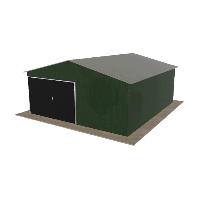 Plechová garáž 5.5 x 6 m jednopolohová, dvouspádová, zelená