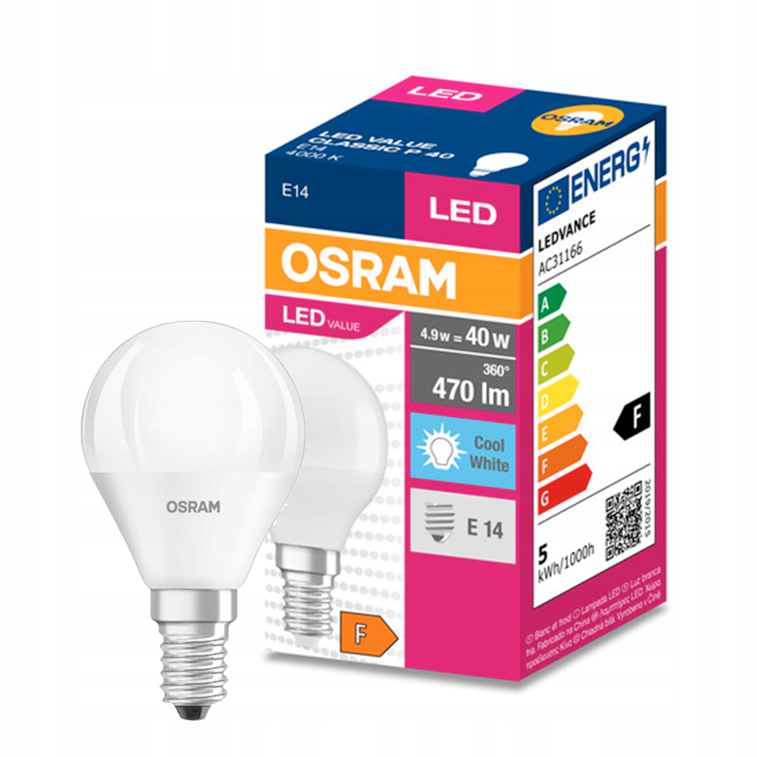 

Osram Żarówka E14 Led Kulka 4,9W 40W 470lm 4000K